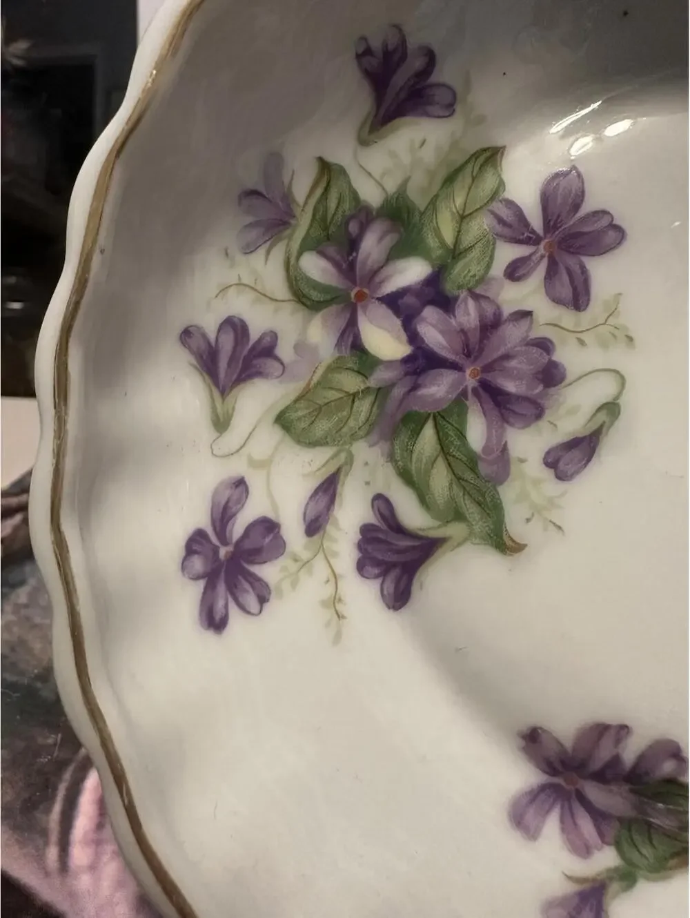VTG Porcelain Lemon Dish Spring Violets Pattern Rossetti China Occupied Japan